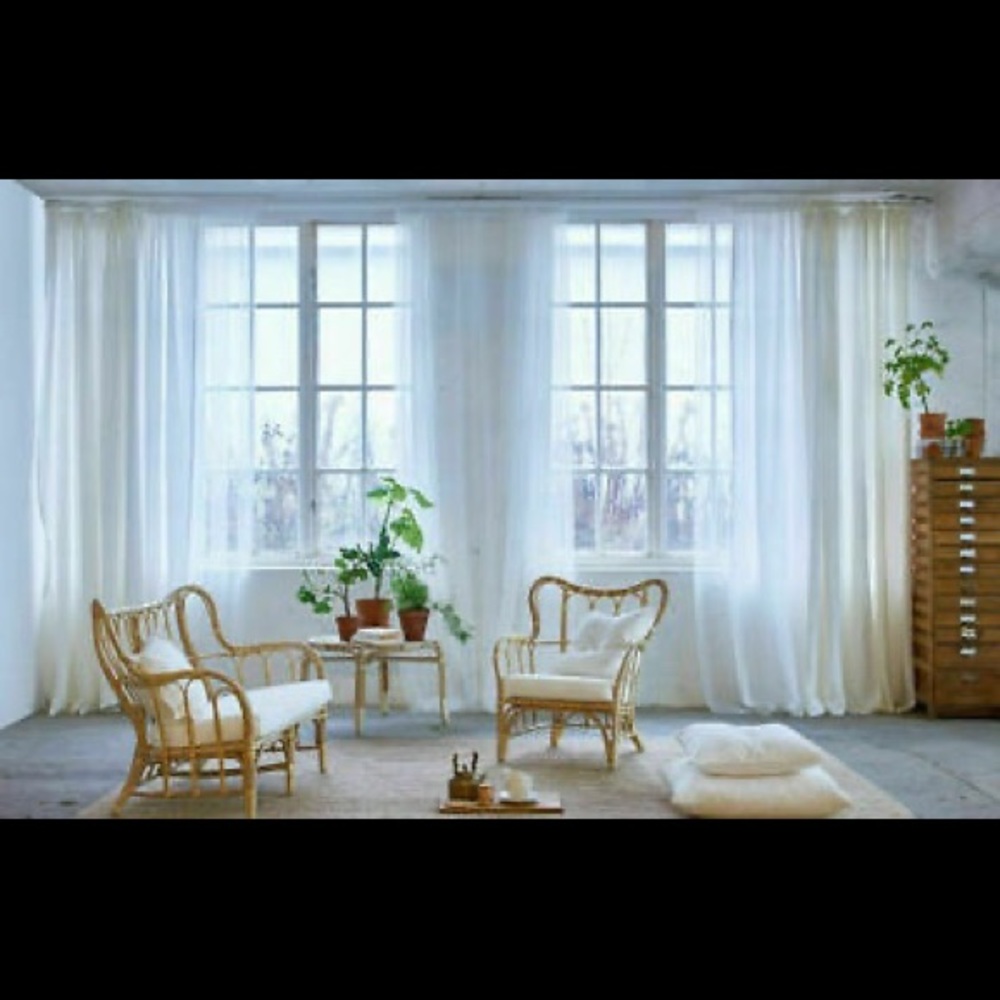 4x - Pair IKEA LILL Sheer Curtains White Mesh